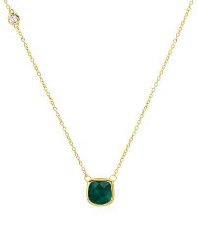 Max + Stone 14k Over Silver 2.10 Ct. Tw. Green Corundum Necklace In Gold
