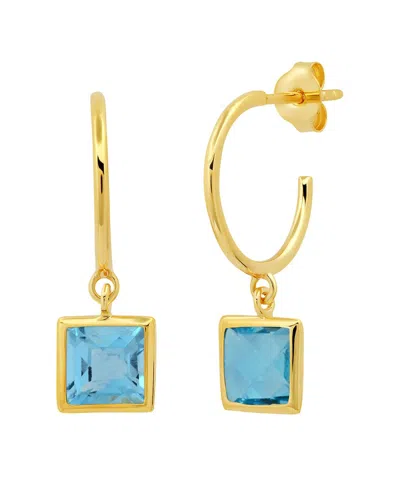 Max + Stone Maxcolor 14k Over Silver 2.40 Ct. Tw. Blue Topaz Half Hoop Earrings