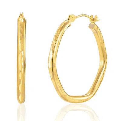Max + Stone 14k Solid Yellow Gold Diamond Cut Hexagon Hoop Earrings With Click Top 23mm