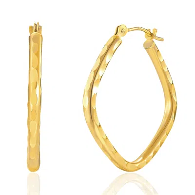 Max + Stone 14k Solid Yellow Gold Diamond Cut Square Hoop Earrings 14mm To 23mm