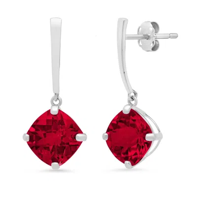 Max + Stone 14k White Or Yellow Gold 8mm Solitaire Cushion Cut Gemstone Drop Dangle Earrings In Metallic