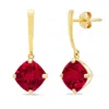 Max + Stone 14k White Or Yellow Gold 8mm Solitaire Cushion Cut Gemstone Drop Dangle Earrings In White