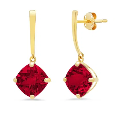 Max + Stone 14k White Or Yellow Gold 8mm Solitaire Cushion Cut Gemstone Drop Dangle Earrings