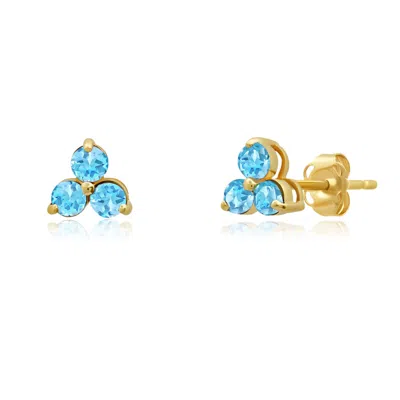 Max + Stone 14k White Or Yellow Gold Small Gemstone Trio Round Stud Earrings