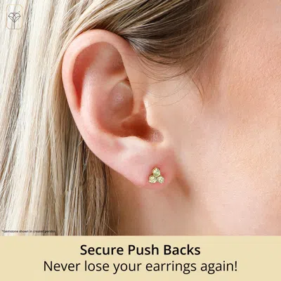 Max + Stone 14k White Or Yellow Gold Small Gemstone Trio Round Stud Earrings In Green