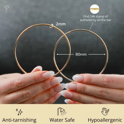 Max + Stone 14k Yellow Gold 2mm Tube Flex Continuous Hoop Earrings 40mm-80mm In Red