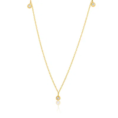 Max + Stone 14k Yellow Gold 3 Stone Diamond Necklace