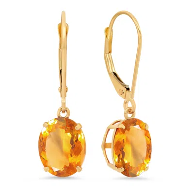 Max + Stone 14k Yellow Gold 8x10mm Oval Gemstone Dangle Earrings In Blue