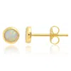 Max + Stone 14k Yellow Gold Bezel Set Round 4mm Created Opal Stud Earrings In Yellow