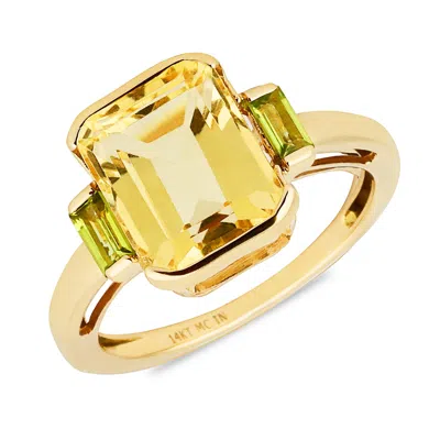 Max + Stone 14k Yellow Gold Citrine And Peridot Statement Cocktail Ring In Multi