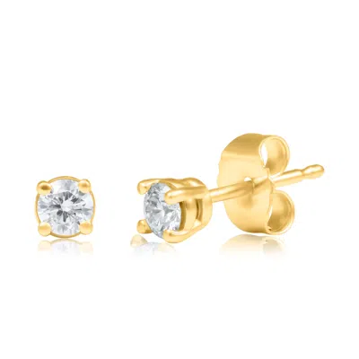 Max + Stone 14k Yellow Gold Diamond Stud Earrings In Silver