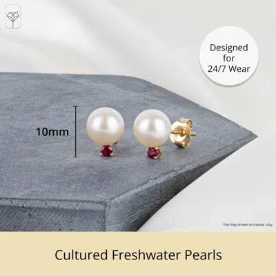 Max + Stone 14k Yellow Gold Freshwater Pearl And Gemstone Stud Earring In Multi
