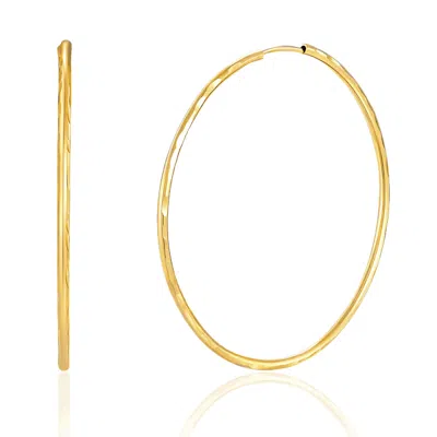 Max + Stone 14k Yellow Gold Side Diamond Cut Round Endless Hoop Earrings 30mm