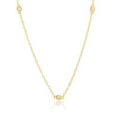 Max + Stone 14k Yellow Gold Station 2mm Round Diamond Necklace