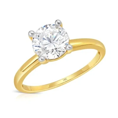 Max + Stone 14k Yellow Of White Gold 2 Carat Round Cubic Zirconia Solitaire Engagement Ring