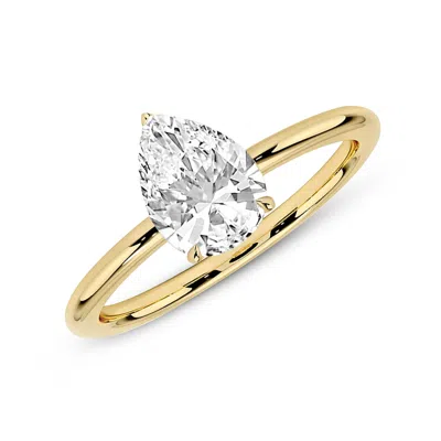 Max + Stone 14k Yellow Or White 1.7 Carat Pear Cut Cubic Zirconia Solitaire Engagement Ring In Gold