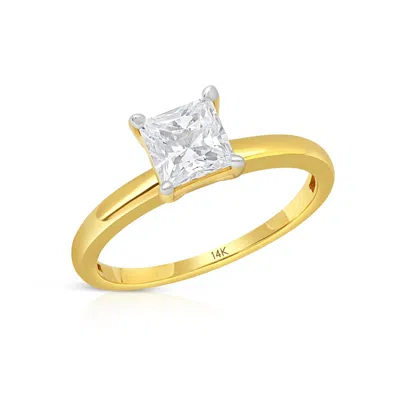 Max + Stone 14k Yellow Or White Gold 1 Carat Cubic Zirconia Princess Cut Engagement Ring