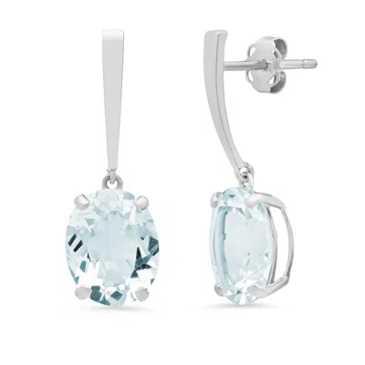 Max + Stone 14k Yellow Or White Gold 10x8mm Oval Cut Gemstone Drop Dangle Earrings In Metallic