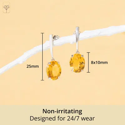 Max + Stone 14k Yellow Or White Gold 10x8mm Oval Cut Gemstone Drop Dangle Earrings In Silver