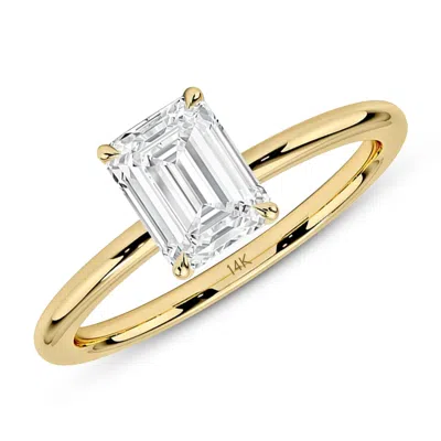 Max + Stone 14k Yellow Or White Gold 1.5 Carat Emerald Shaped Cubic Zirconia Engagement Ring