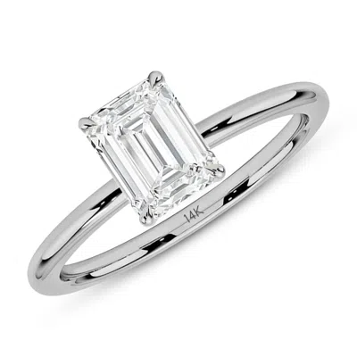 Max + Stone 14k Yellow Or White Gold 1.5 Carat Emerald Shaped Cubic Zirconia Engagement Ring