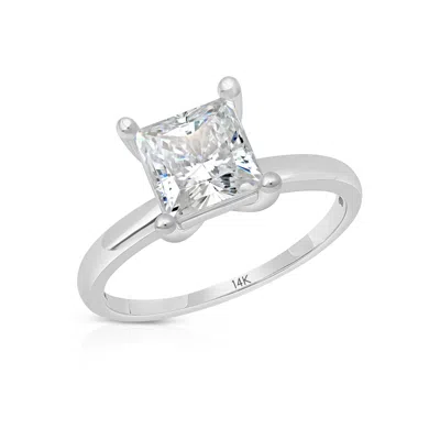 Max + Stone 14k Yellow Or White Gold 2 Carat Cubic Zirconia Princess Cut Engagement Ring