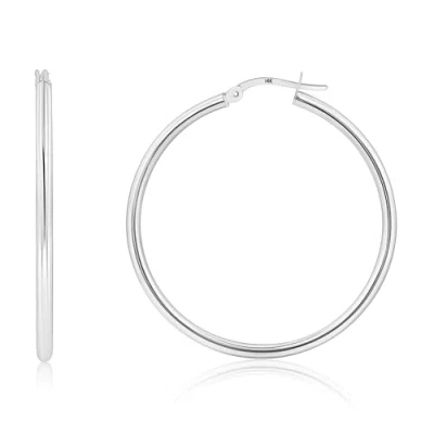 Max + Stone 14k Yellow Or White Gold 2mm Thick Tube Hoop Earrings 12mm To 50mm In Silver