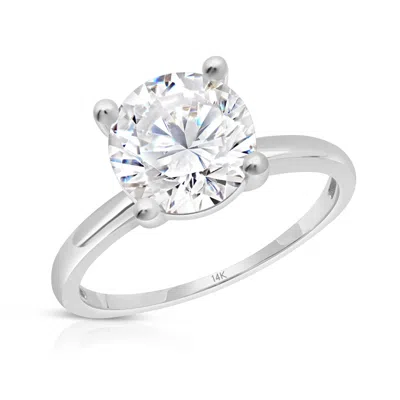 Max + Stone 14k Yellow Of White Gold 2 Carat Round Cubic Zirconia Solitaire Engagement Ring In Gray
