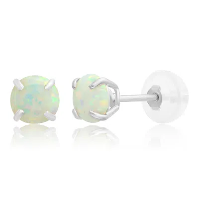 Max + Stone 14k Yellow Or White Gold 4mm Round Stud Earrings In Green