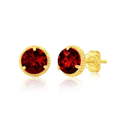 Max + Stone 14k Yellow Or White Gold 6mm Roped Halo Gemstone Round Stud Earrings