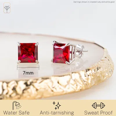 Max + Stone 14k Yellow Or White Gold 7mm Princess Cut Gemstone Square Stud Earrings In Metallic