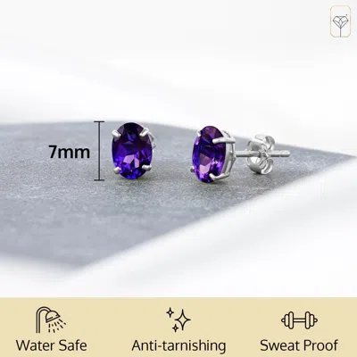 Max + Stone 14k Yellow Or White Gold 7x5mm Oval Stud Earrings With Push Backs In Multi