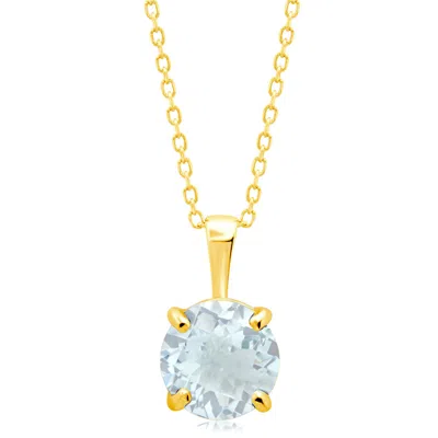 Max + Stone 14k Yellow Or White Gold 8mm Gemstone Round Pendant Necklace With 18 Inch Chain In Blue