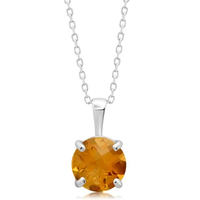 Max + Stone 14k Yellow Or White Gold 8mm Gemstone Round Pendant Necklace With 18 Inch Chain In Multi