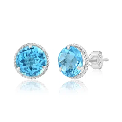 Max + Stone 14k Yellow Or White Gold 8mm Roped Halo Gemstone Round Stud Earrings In Purple