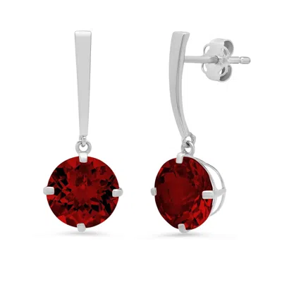 Max + Stone 14k Yellow Or White Gold 8mm Solitaire Gemstone Round Drop Dangle Earrings In Silver