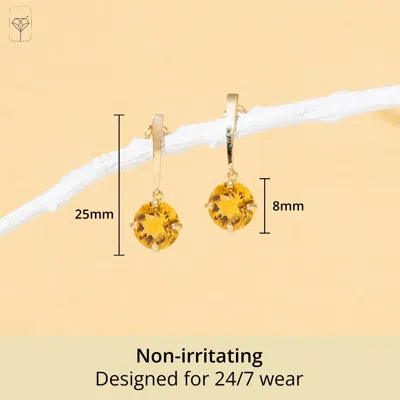 Max + Stone 14k Yellow Or White Gold 8mm Solitaire Gemstone Round Drop Dangle Earrings