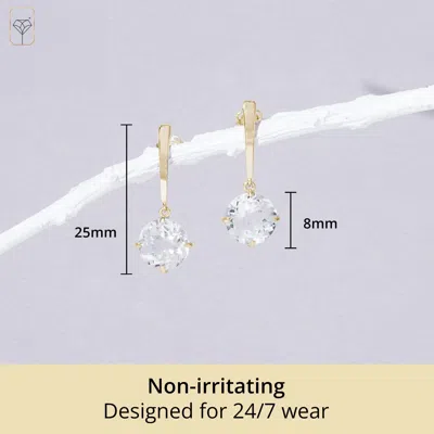 Max + Stone 14k Yellow Or White Gold 8mm Solitaire Gemstone Round Drop Dangle Earrings In Metallic