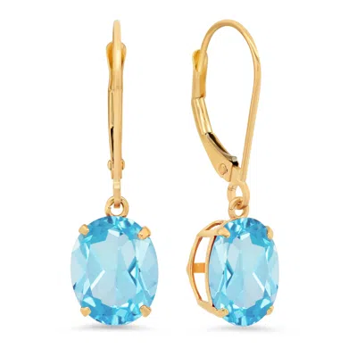 Max + Stone 14k Yellow Or White Gold 8x10mm Oval Gemstone Dangle Earrings With Leverbacks In Multi