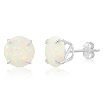 Max + Stone 14k Yellow Or White Gold 9mm Round Large Gemstone Stud Earrings In Metallic