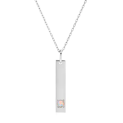Max + Stone 14k Yellow Or White Gold Bar Pendant Necklace With 3mm Small Round Gemstone In Metallic