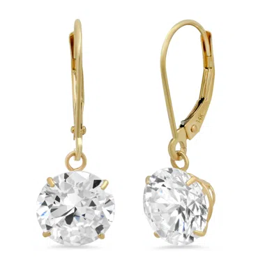 Max + Stone 14k Yellow Or White Gold Leverback Cubic Zirconia Dangle Earrings 5mm To 10mm In Metallic