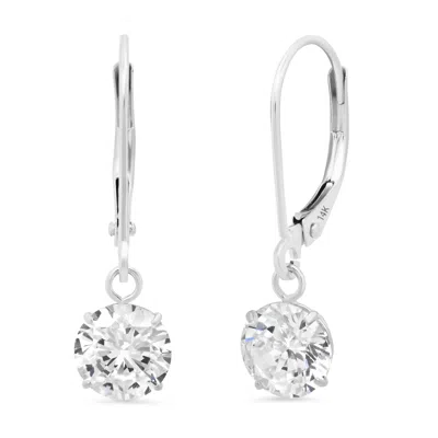 Max + Stone 14k Yellow Or White Gold Leverback Cubic Zirconia Dangle Earrings 5mm To 10mm In Metallic