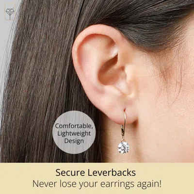 Max + Stone 14k Yellow Or White Gold Leverback Cubic Zirconia Dangle Earrings 5mm To 10mm