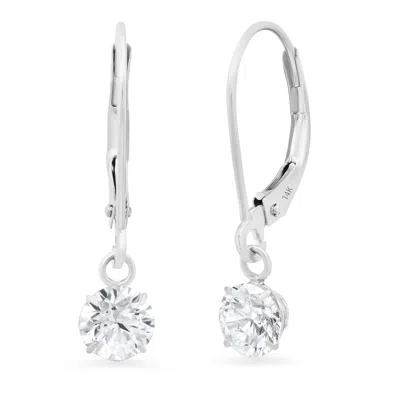 Max + Stone 14k Yellow Or White Gold Leverback Cubic Zirconia Dangle Earrings 5mm To 10mm In Metallic