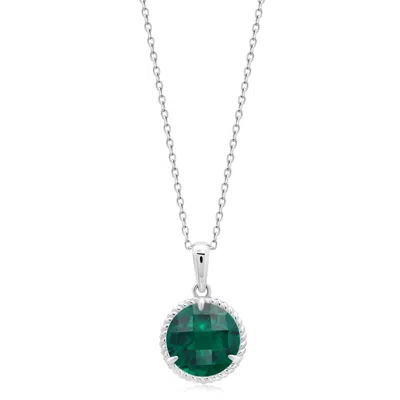 Max + Stone 14k Yellow Or White Gold Roped Halo 6mm Round Gemstone Pendant Necklace In Metallic