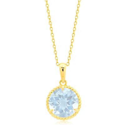 Max + Stone 14k Yellow Or White Gold Roped Halo 6mm Round Gemstone Pendant Necklace