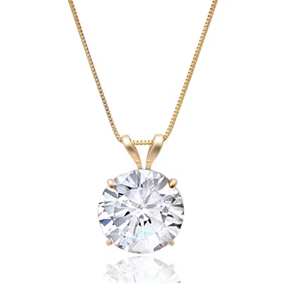 Max + Stone 14k Yellow Or White Gold Round Cubic Zirconia Pendant Necklace 5mm To 10mm