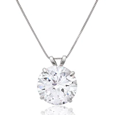 Max + Stone 14k Yellow Or White Gold Round Cubic Zirconia Pendant Necklace 5mm To 10mm In Metallic
