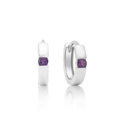 Max + Stone 14k Yellow Or White Gold Small Round Gemstone Huggie Hoop Earrings In Metallic